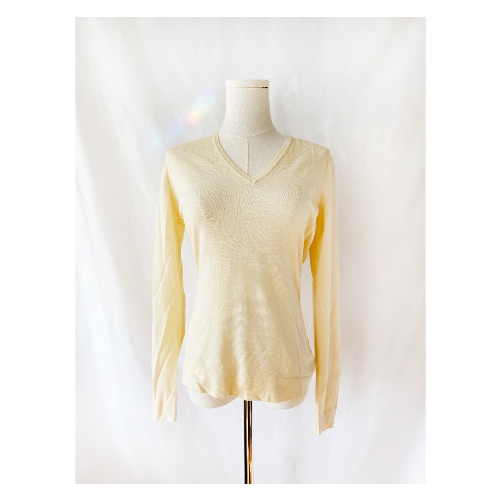 NWT Vintage Jaeger Cream Wool V-Neck Sweater Medium